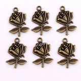 Antique Bronze Rose Spacer Charm Pendants Alloy Jewelry DIY