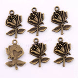 Antique Bronze Rose Spacer Charm Pendants Alloy Jewelry DIY