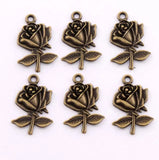 Antique Bronze Rose Spacer Charm Pendants Alloy Jewelry DIY
