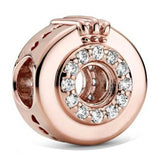 Rose Sparkling & Pink Fan Lines Signature Clip Bead With Crystal