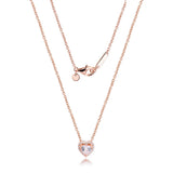 Rose Heart Necklace 925 Sterling Silver Clear CZ Pendant