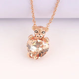 Rose Sparkling Princess Pendant Necklace 925 Sterling Silver