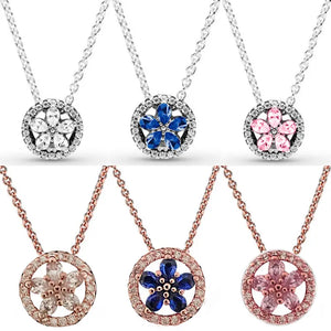 Rose Sparkling Snowflake Collier Necklace 925 Sterling Silver