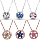 Rose Sparkling Snowflake Collier Necklace 925 Sterling Silver