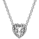 Rose Heart Pendant Necklace Pink Crystal 925 Sterling Silver