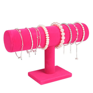 Rose Velvet Bracelet Display Chain Watch T-Bar Rack Jewelry Display Organizer