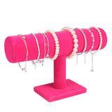 Rose Velvet Bracelet Display Chain Watch T-Bar Rack Jewelry Display Organizer