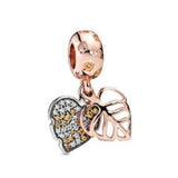 Tree of Love Dangle Beads 925 Sterling Silver Heart Charm Fit Bracelet