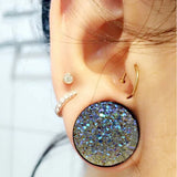 Rose Wood Ear Stretcher Saddle Plug Flesh Tunnel Crystal Cluster Ear Expander
