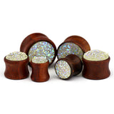 Rose Wood Ear Stretcher Saddle Plug Flesh Tunnel Crystal Cluster Ear Expander