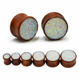 Rose Wood Ear Stretcher Saddle Plug Flesh Tunnel Crystal Cluster Ear Expander