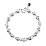 Silver Rose Beads Chain Bracelets for Women Carving Bangle Birthday