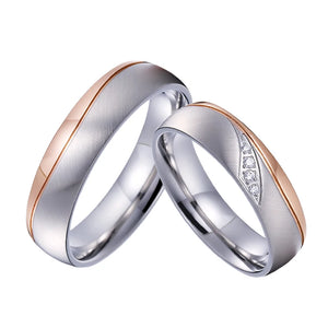 Rose En Wedding Rings for Men and Women, Stainless Steel Jewelry
