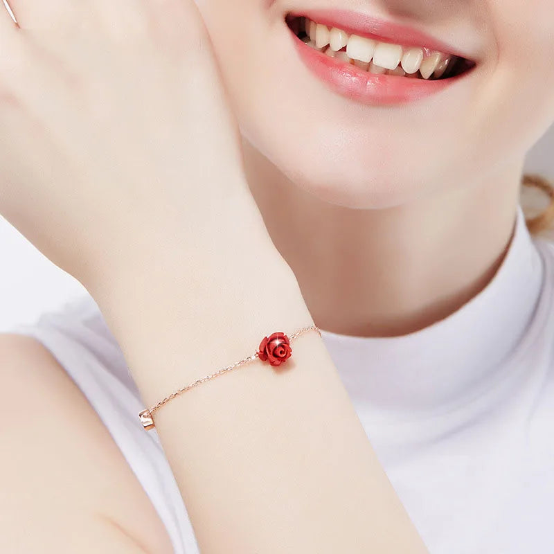 925 Sterling Silver Anklet for Women with Rose CZ