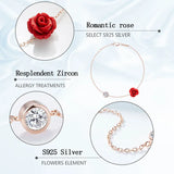 925 Sterling Silver Anklet for Women with Rose CZ