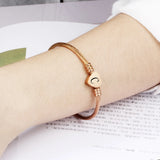 Stainless Steel Heart Bracelet with Initial Charms for Women