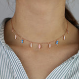 Rose Pink Evil Eye Charm Choker Necklace