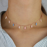 Rose Pink Evil Eye Charm Choker Necklace