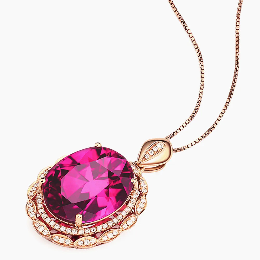 Vintage Ruby Crystal Pendant Necklace Choker Chain Jewelry