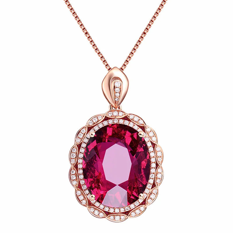 Vintage Ruby Crystal Pendant Necklace Choker Chain Jewelry