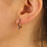 Rose CZ Star Stud Earrings 925 Silver Women's Jewelry