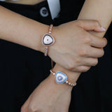 Rose Coffee Turquoise CZ Stone Tennis Chain Evil Eye Charm Bracelet