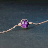 Rose s925 Amethyst Crystal Bracelet for Women Zircon Diamond Jewelry