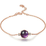 Rose s925 Amethyst Crystal Bracelet for Women Zircon Diamond Jewelry