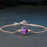 Rose s925 Amethyst Crystal Bracelet for Women Zircon Diamond Jewelry