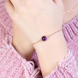 Rose s925 Amethyst Crystal Bracelet for Women Zircon Diamond Jewelry