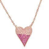 Pink Cubic Zirconia Choker Charm Necklace Women CZ Jewelry