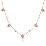 Pink Cubic Zirconia Choker Charm Necklace Women CZ Jewelry