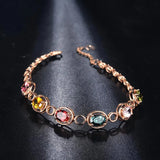Multicolor Crystal Stone Diamond Chain Bracelet for Women