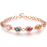 Multicolor Crystal Stone Diamond Chain Bracelet for Women