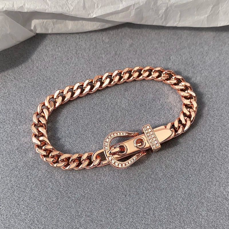 Rose Horseshoe Buckle Bracelet European American Hip Hop Couple Accessory
