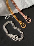 Rose Horseshoe Buckle Bracelet European American Hip Hop Couple Accessory