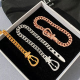Rose Horseshoe Buckle Bracelet European American Hip Hop Couple Accessory