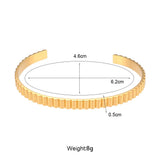 Rose Plated Stripe Bangles for Women Stainless Steel Open Cuff Bangles