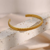 Rose Plated Stripe Bangles for Women Stainless Steel Open Cuff Bangles