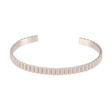 Rose Plated Stripe Bangles for Women Stainless Steel Open Cuff Bangles