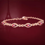 Red Crystal Chain Bracelets for Women Ruby Zircon Diamonds