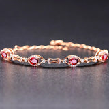 Red Crystal Chain Bracelets for Women Ruby Zircon Diamonds