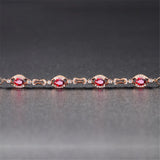 Red Crystal Chain Bracelets for Women Ruby Zircon Diamonds