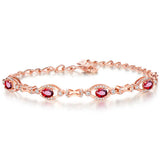 Red Crystal Chain Bracelets for Women Ruby Zircon Diamonds