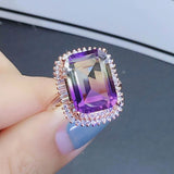 Rose Tone Purple Crystal Amethyst Citrine Gemstones Diamonds Pendant Necklace