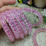 Rose Quartz 10mm Roundel Bead Bracelet 7.5 Inch