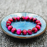 Rose Red Tiger Eye Stone Bracelet Lady Single Ring Bracelet