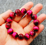 Rose Red Tiger Eye Stone Bracelet Lady Single Ring Bracelet