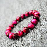 Rose Red Tiger Eye Stone Bracelet Lady Single Ring Bracelet