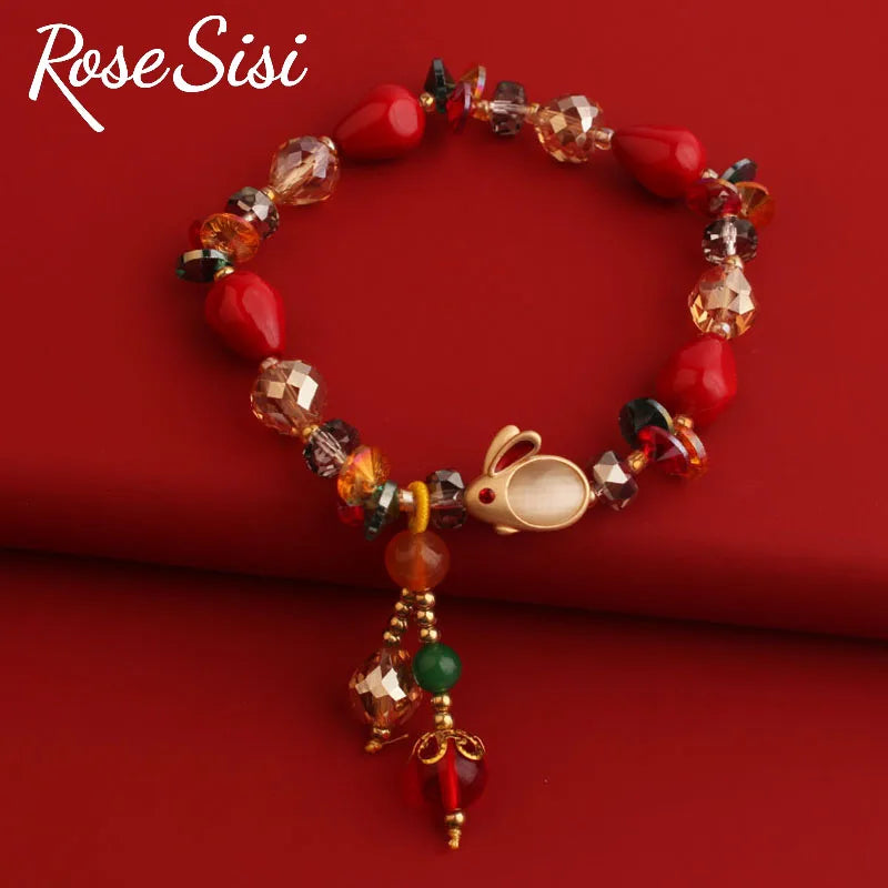 Red Date Bead Bracelet Year of the Rabbit